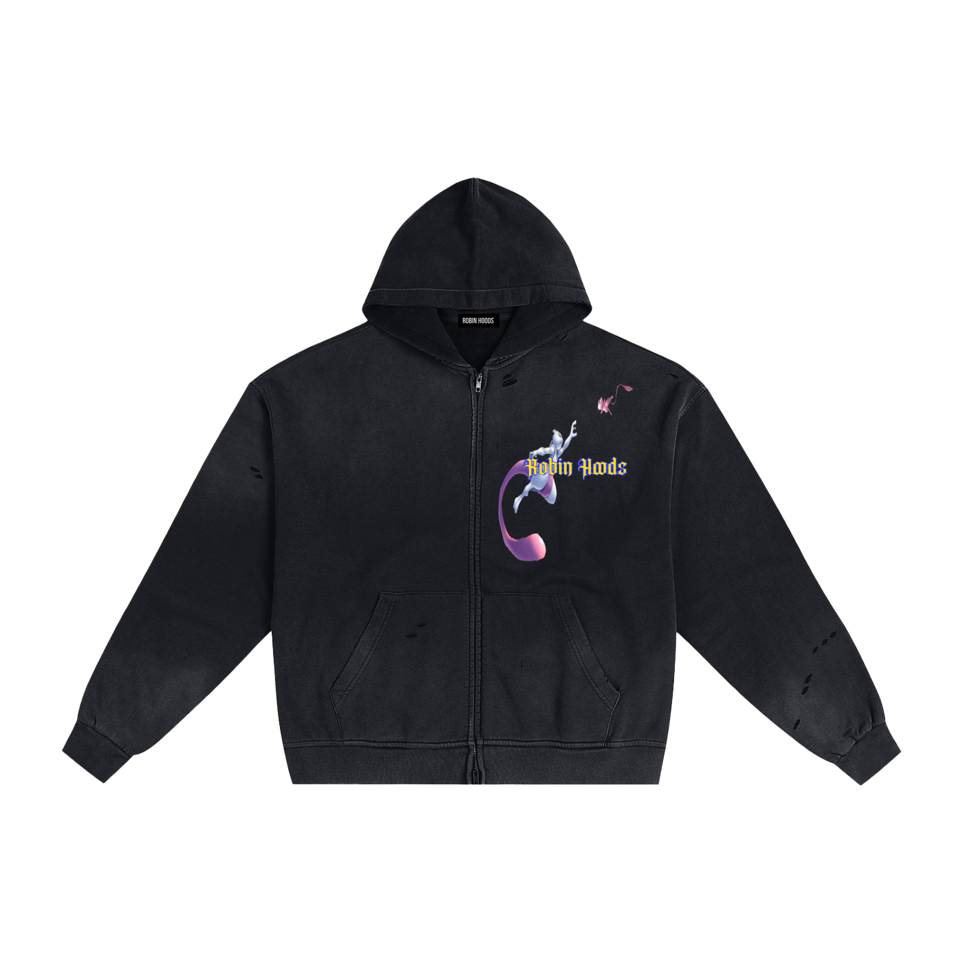 Hand-Frayed Sunfade Zip Hoodie
