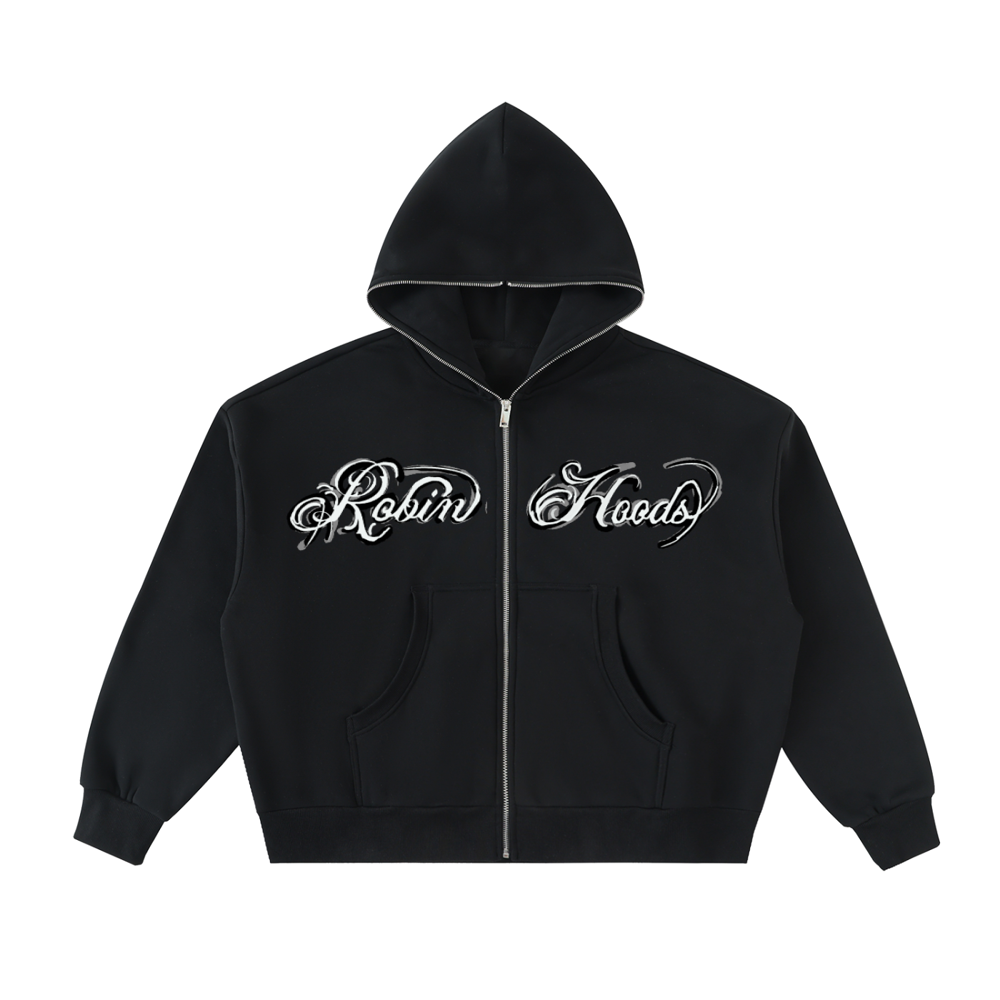 Fleeced Full-Zip Boxy Hoodie