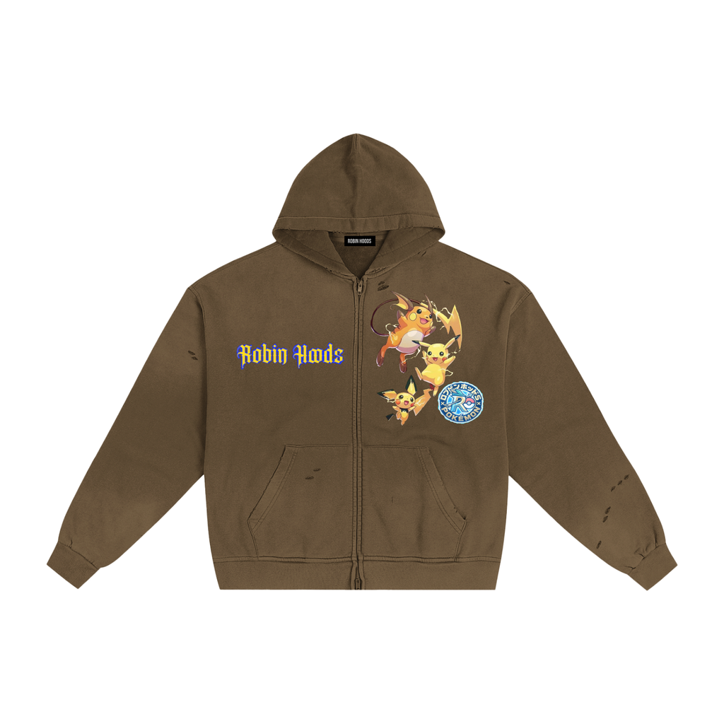 Hand-Frayed Sunfade Zip Hoodie